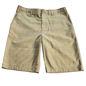 BCG Golf Shorts Plaid Classic Fit Casual Khaki Size 32W